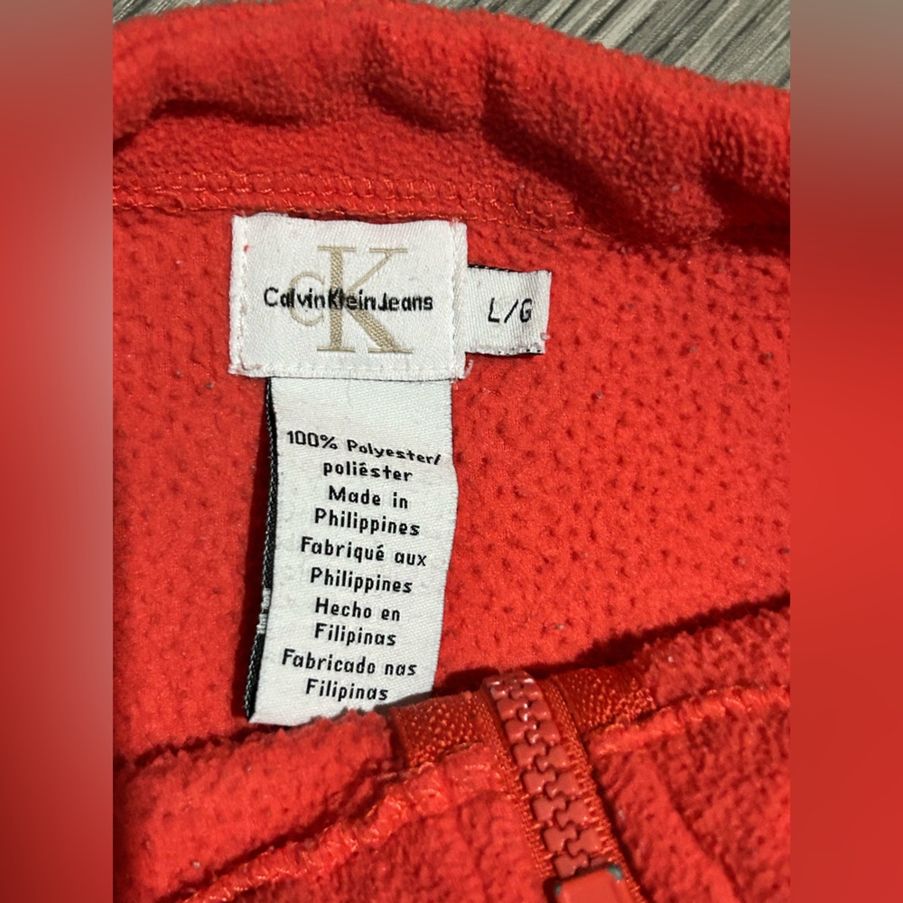 Calvin Klein Men's Fleece Red Full-Zip Jacket - Size Large - Picture 7 of 7